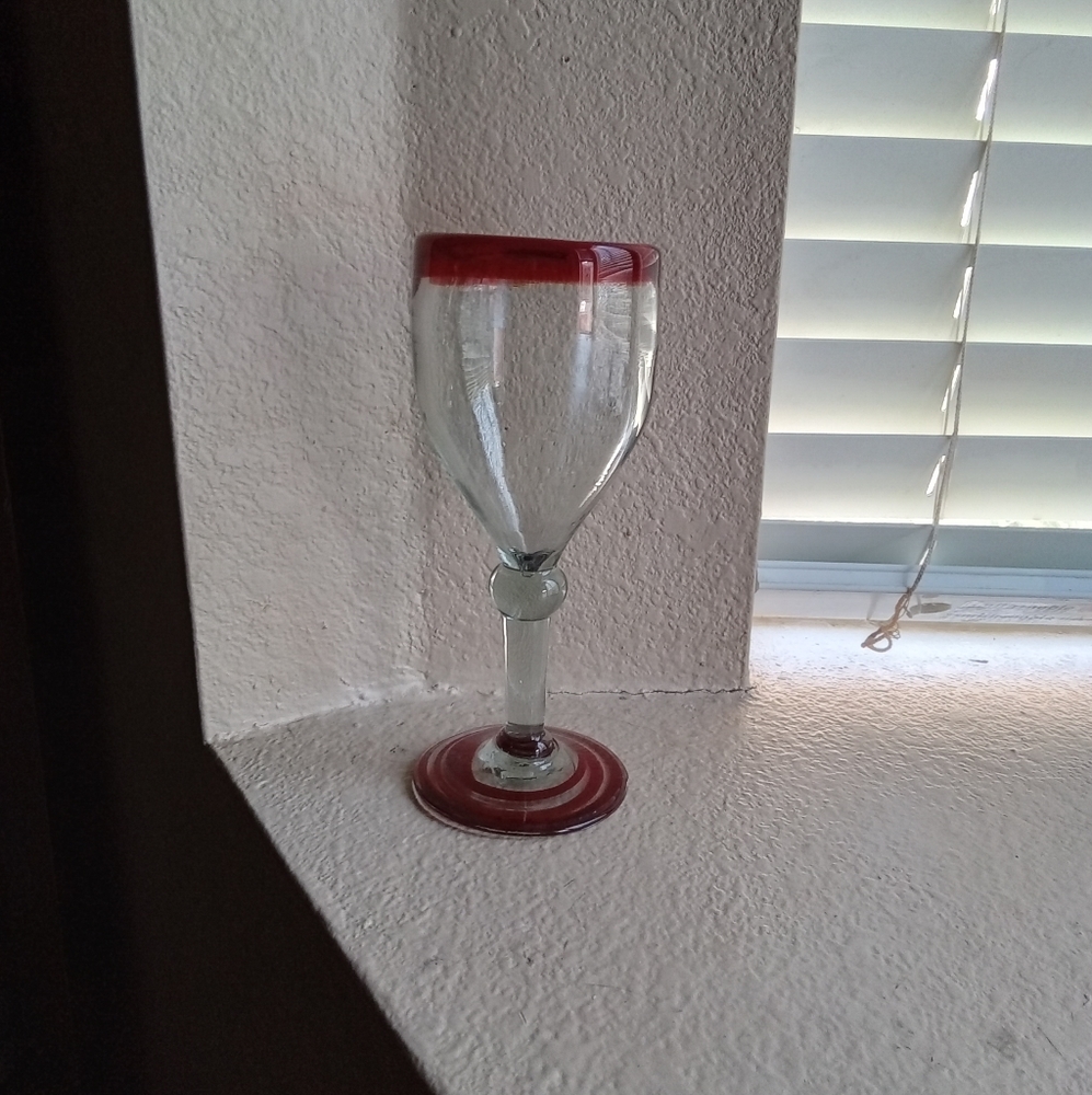 Hand-blown wine glass